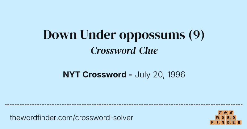 Down Under oppossums crossword clue image