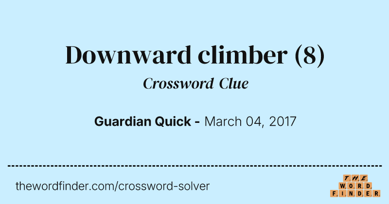 Downward climber crossword clue image