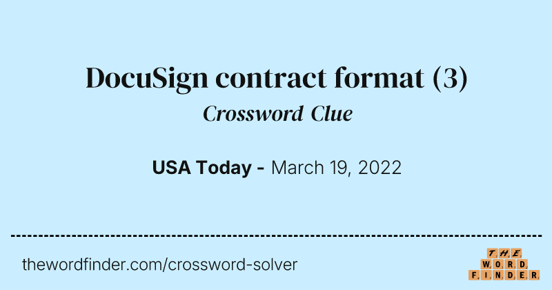 DocuSign contract format crossword clue image