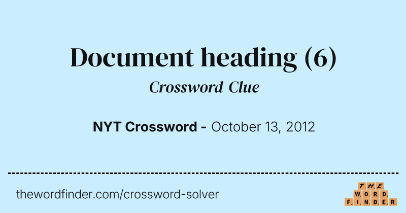 Document heading crossword clue image