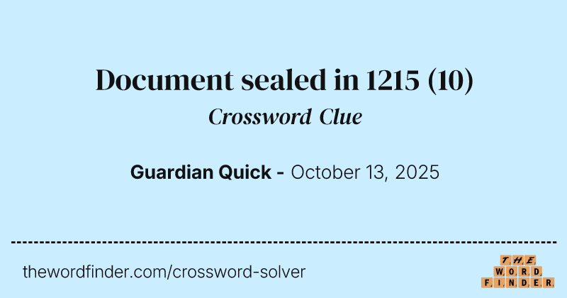 Document sealed in 1215 crossword clue image