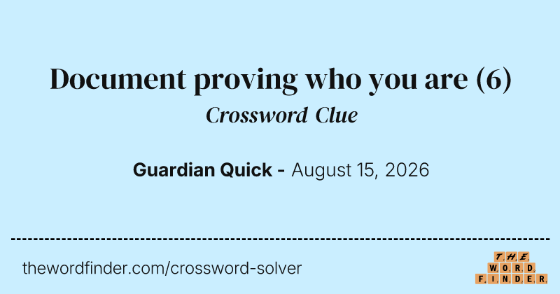 Document proving who you are crossword clue image