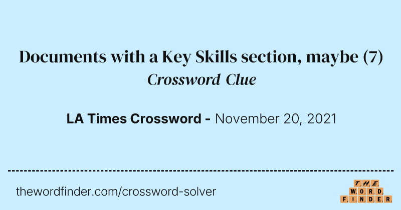 Documents with a Key Skills section, maybe crossword clue image