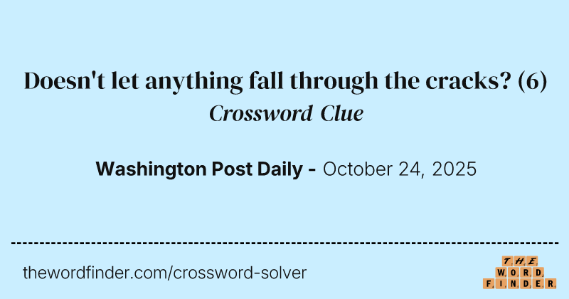 Doesn't let anything fall through the cracks? crossword clue image