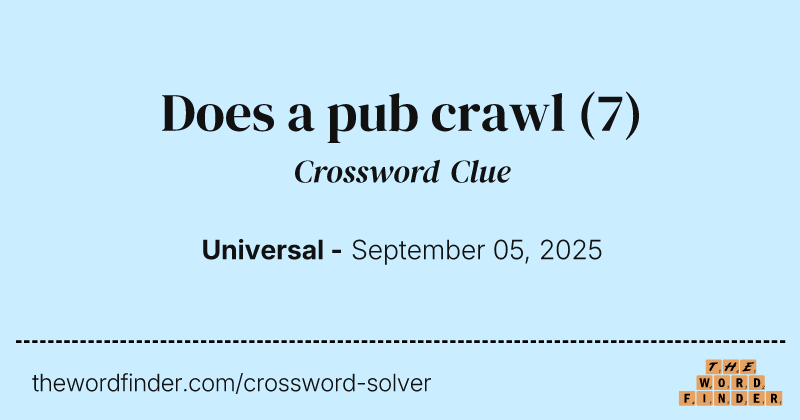 Does a pub crawl crossword clue image