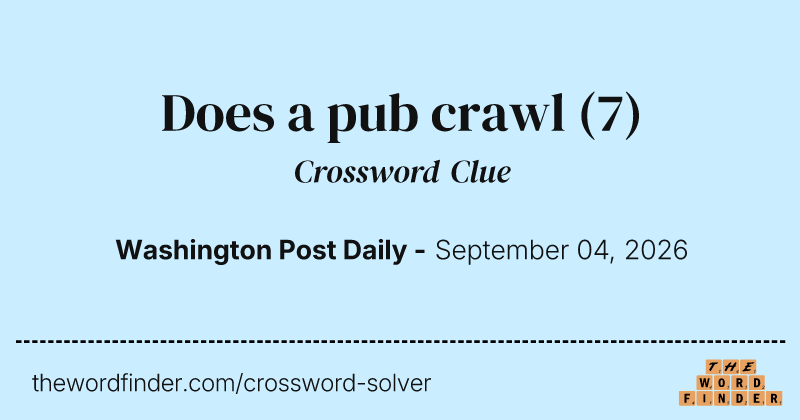 Does a pub crawl crossword clue image