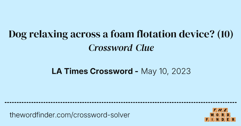 Dog relaxing across a foam flotation device? crossword clue image