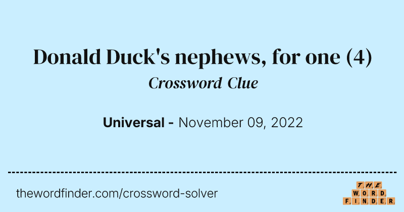 Donald Duck's nephews, for one crossword clue image