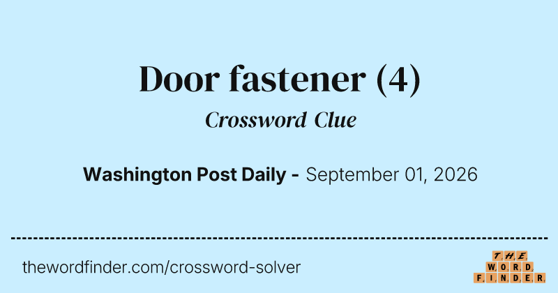 Door fastener crossword clue image