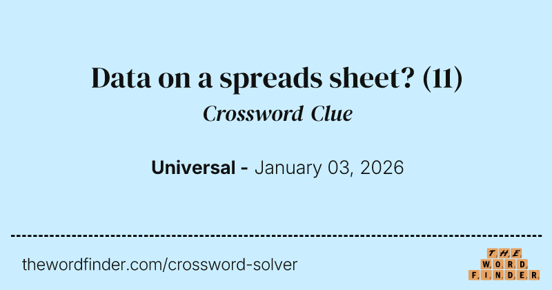 Data on a spreads sheet? crossword clue image