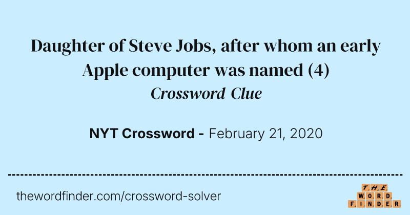 Daughter of Steve Jobs, after whom an early Apple computer was named crossword clue image