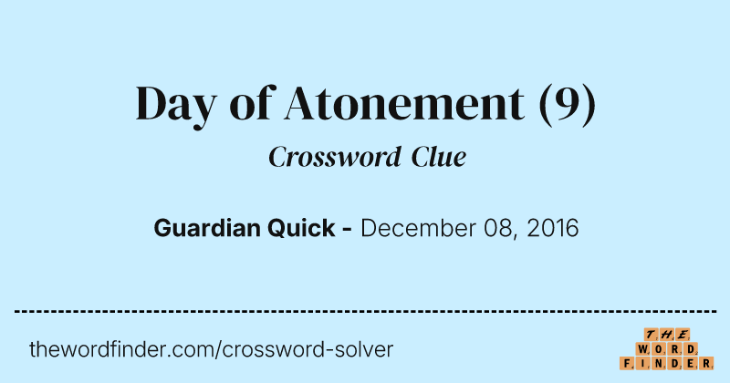 Day of Atonement crossword clue image