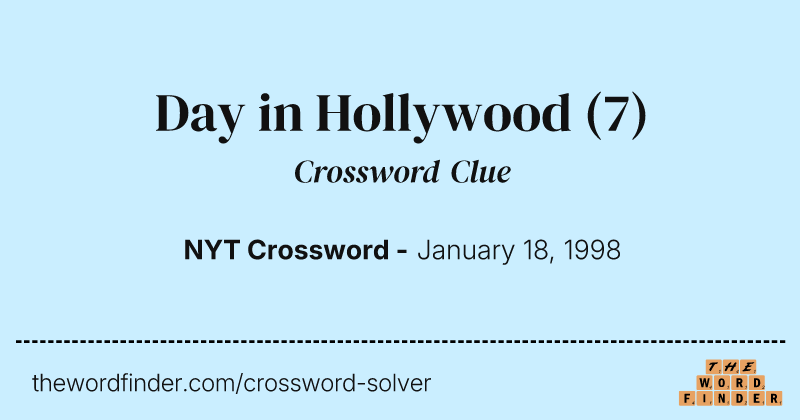 Day in Hollywood crossword clue image