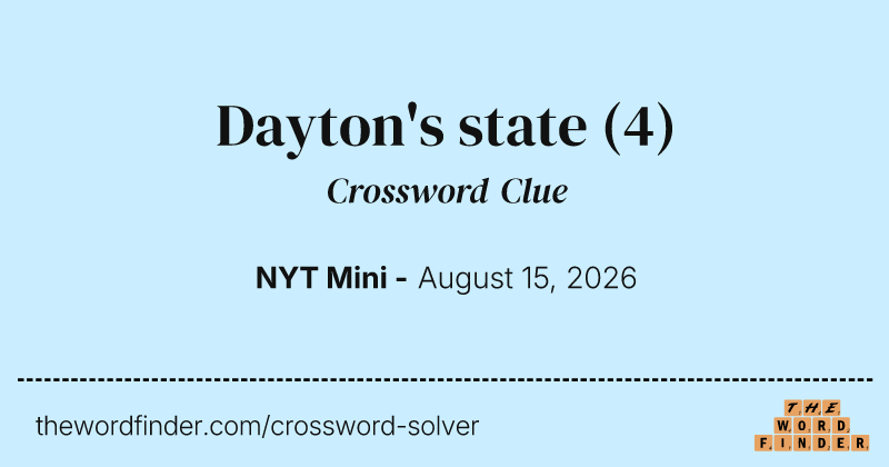 Dayton's state crossword clue image