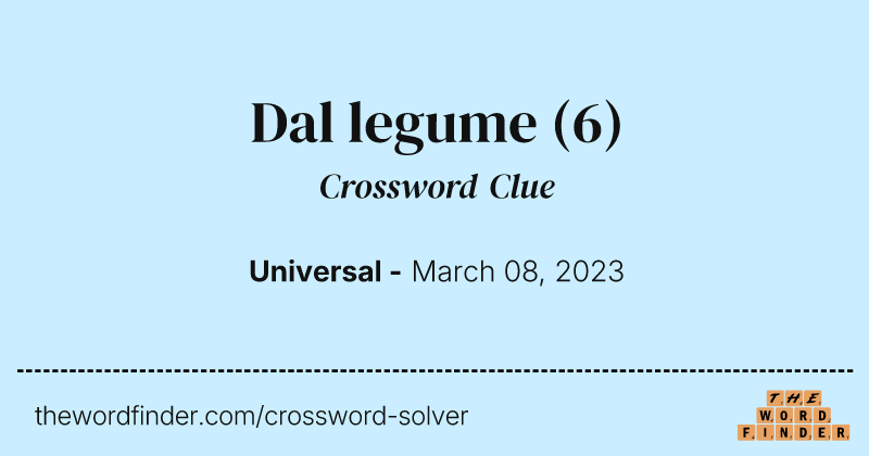 Dal legume crossword clue image