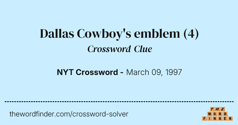 Dallas Cowboy's emblem crossword clue image