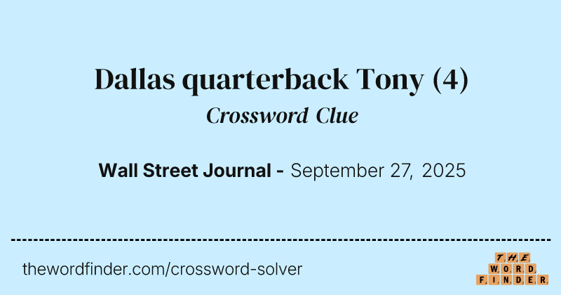 Dallas quarterback Tony crossword clue image