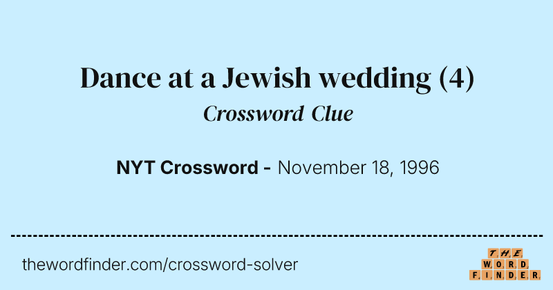 Dance at a Jewish wedding crossword clue image