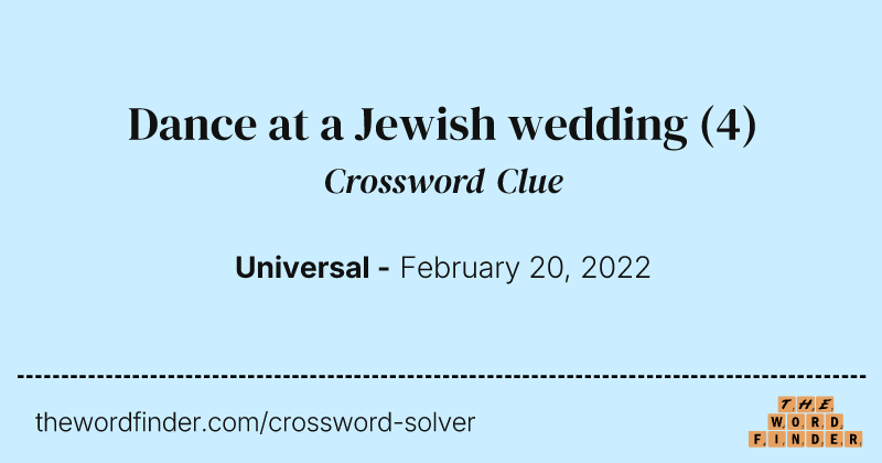Dance at a Jewish wedding crossword clue image