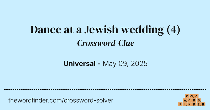 Dance at a Jewish wedding crossword clue image