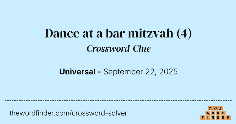 Dance at a bar mitzvah crossword clue image