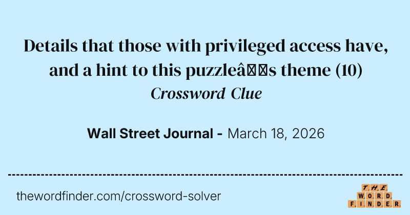 Details that those with privileged access have, and a hint to this puzzle’s theme crossword clue image
