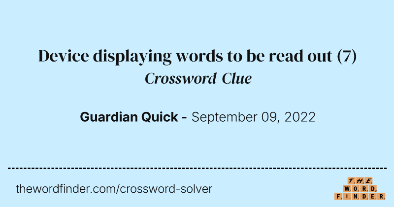 Device displaying words to be read out crossword clue image