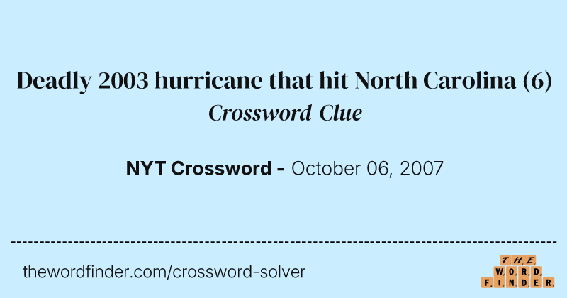 Deadly 2003 hurricane that hit North Carolina crossword clue image