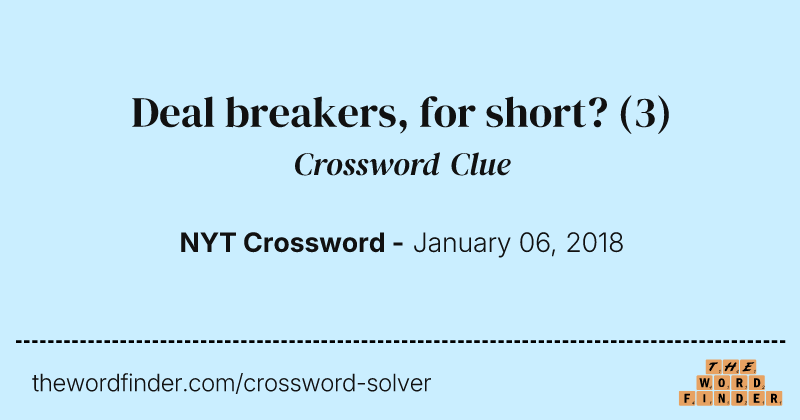 Deal breakers, for short? crossword clue image