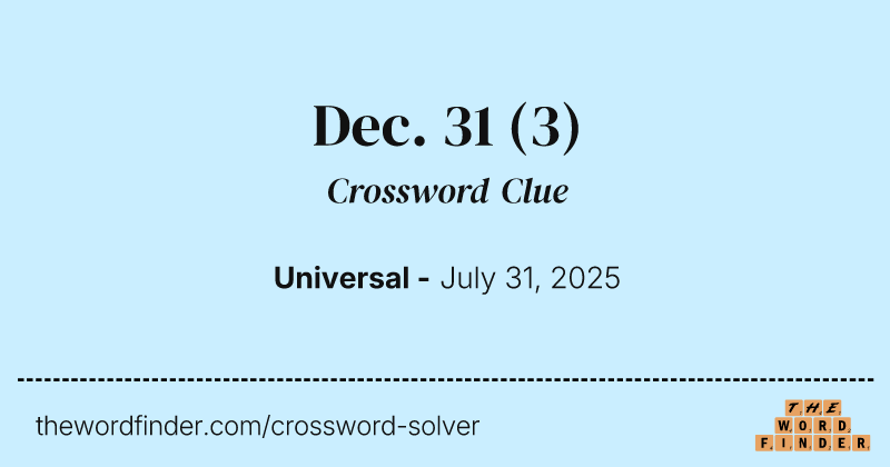 Dec. 31 crossword clue image