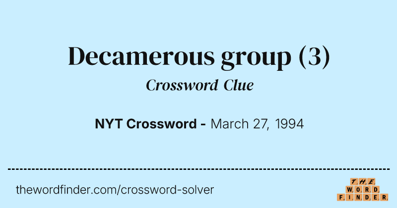 Decamerous group crossword clue image