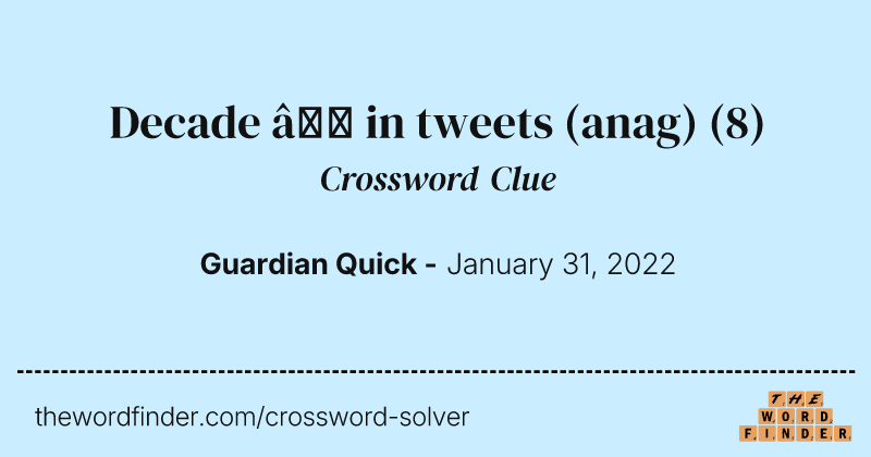 Decade — in tweets (anag) crossword clue image
