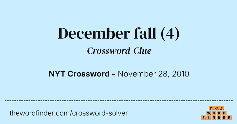 December fall crossword clue image