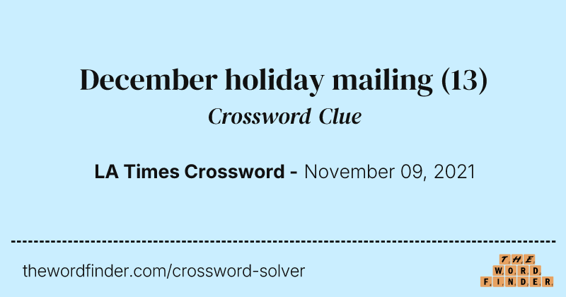December holiday mailing crossword clue image