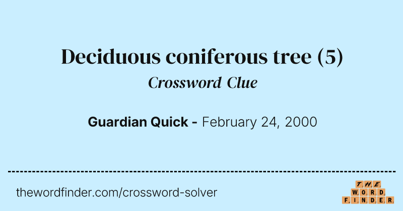 Deciduous coniferous tree crossword clue image