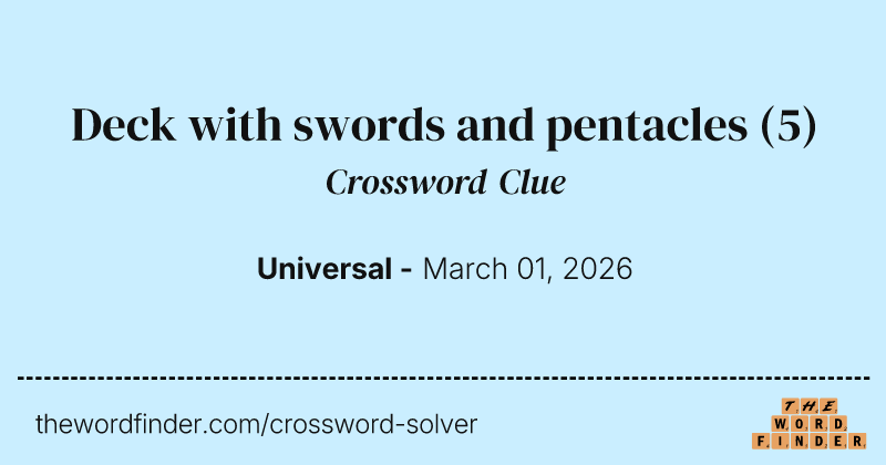 Deck with swords and pentacles crossword clue image