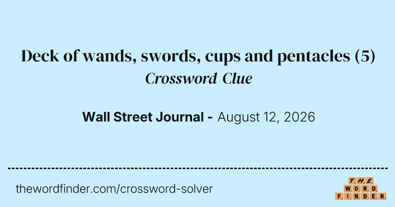 Deck of wands, swords, cups and pentacles crossword clue image