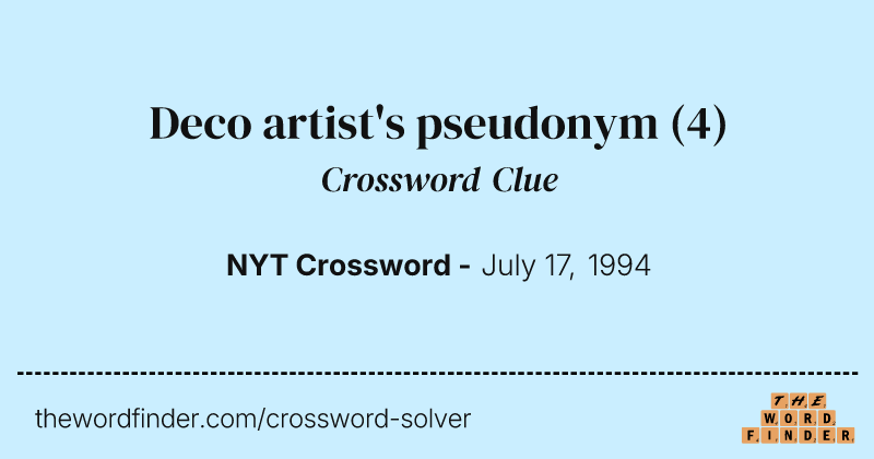 Deco artist's pseudonym crossword clue image