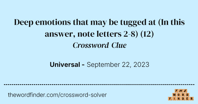 Deep emotions that may be tugged at (In this answer, note letters 2-8) crossword clue image