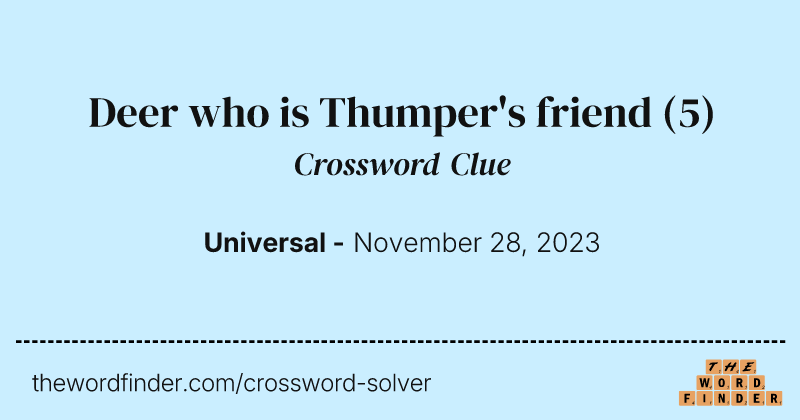 Deer who is Thumper's friend crossword clue image