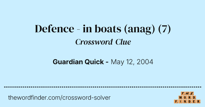 Defence - in boats (anag) crossword clue image