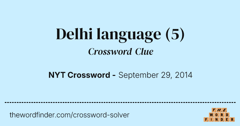 Delhi language crossword clue image