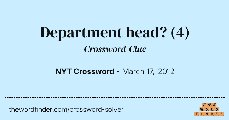 Department head? crossword clue image