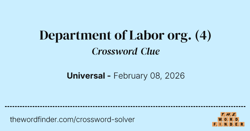 Department of Labor org. crossword clue image