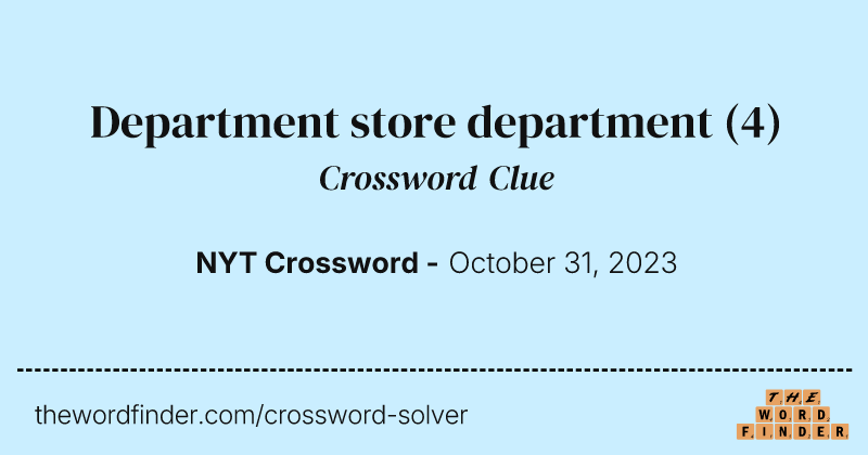 Department store department crossword clue image