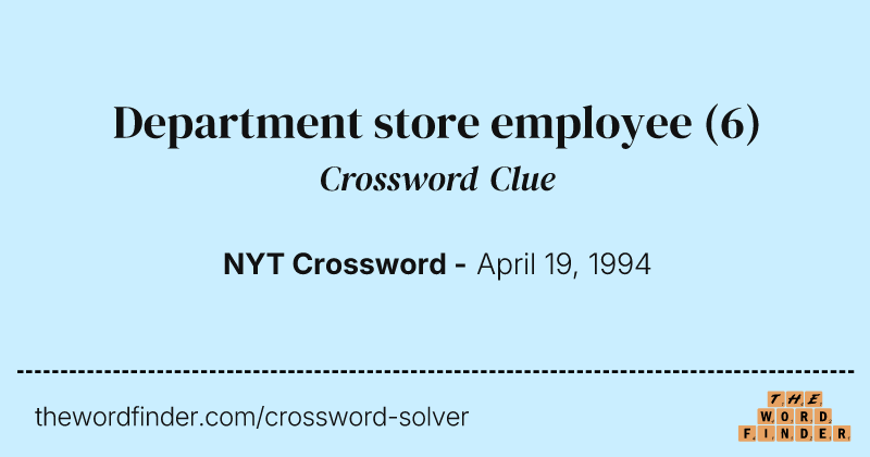 Department store employee crossword clue image