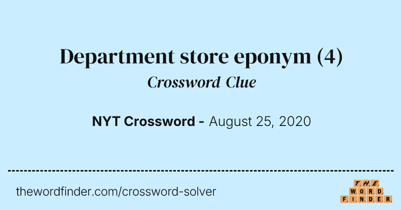 Department store eponym crossword clue image