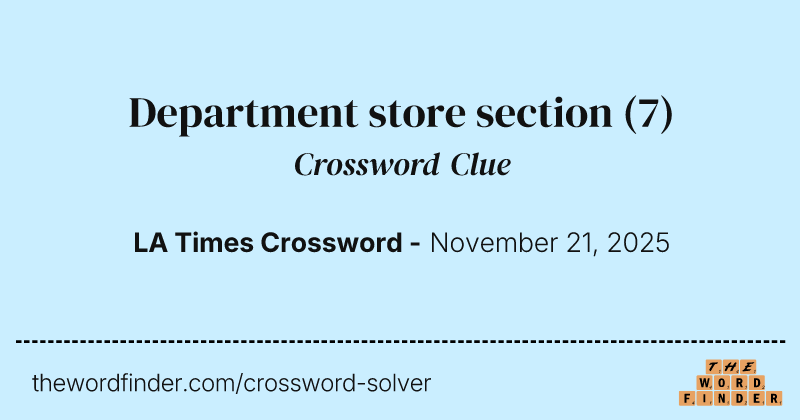 Department store section crossword clue image