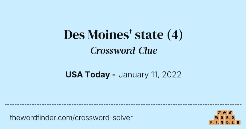 Des Moines' state crossword clue image
