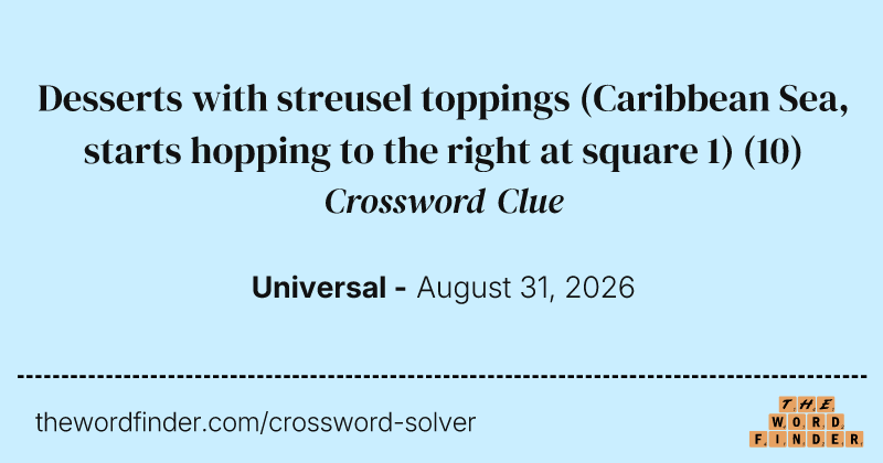 Desserts with streusel toppings (Caribbean Sea, starts hopping to the right at square 1) crossword clue image